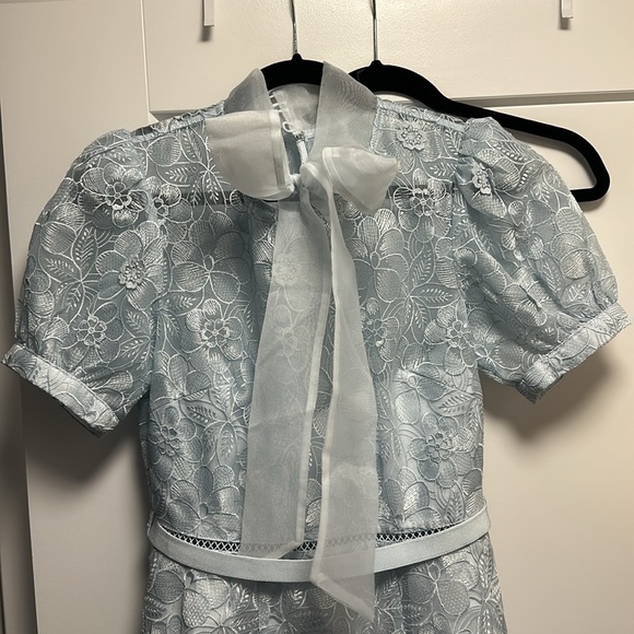 Self Portrait 3D FLOWER PUSSYBOW MIDI DRESS US 6 - Picture 4 of 7